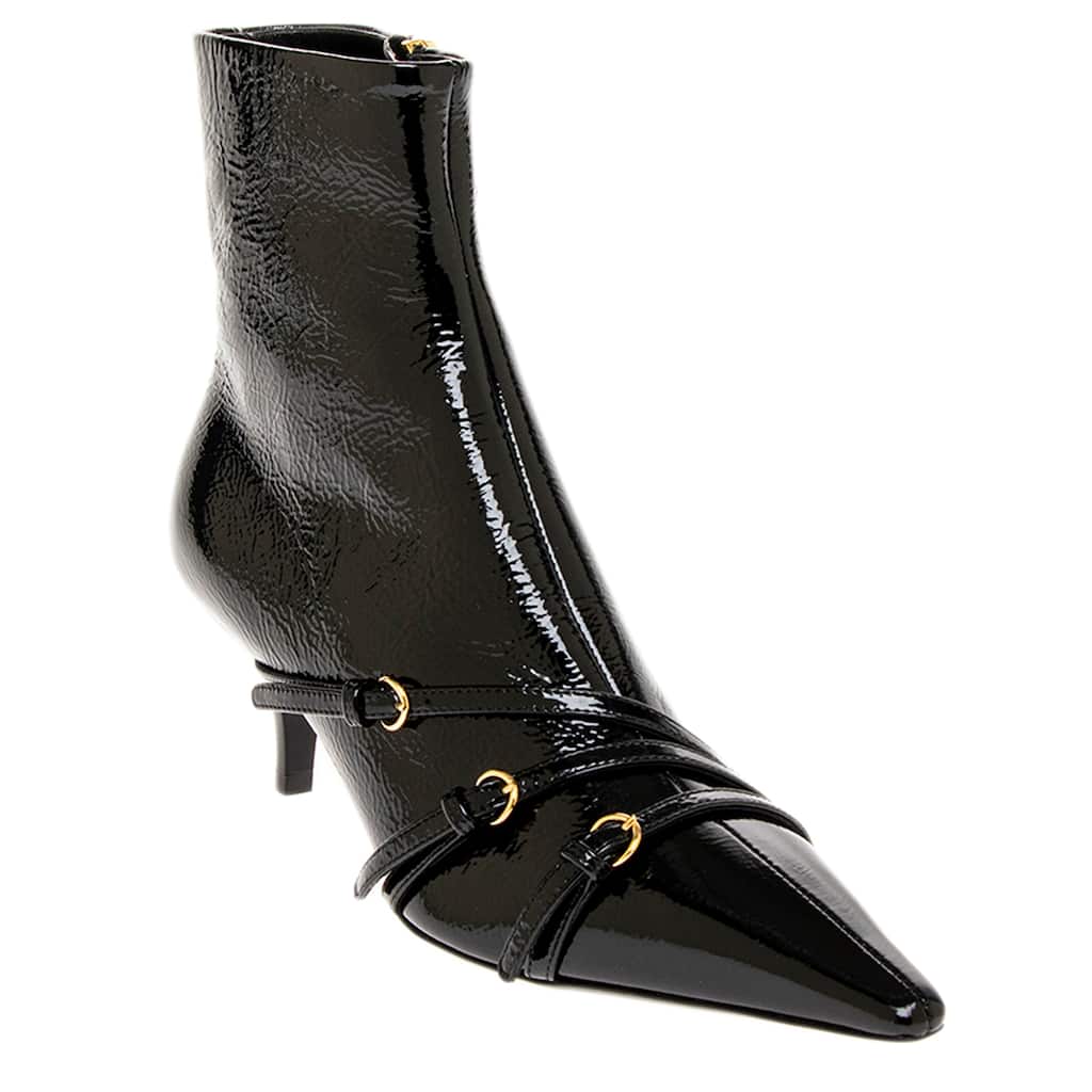 Miu Miu Naplak Patent Leather Ankle Boots