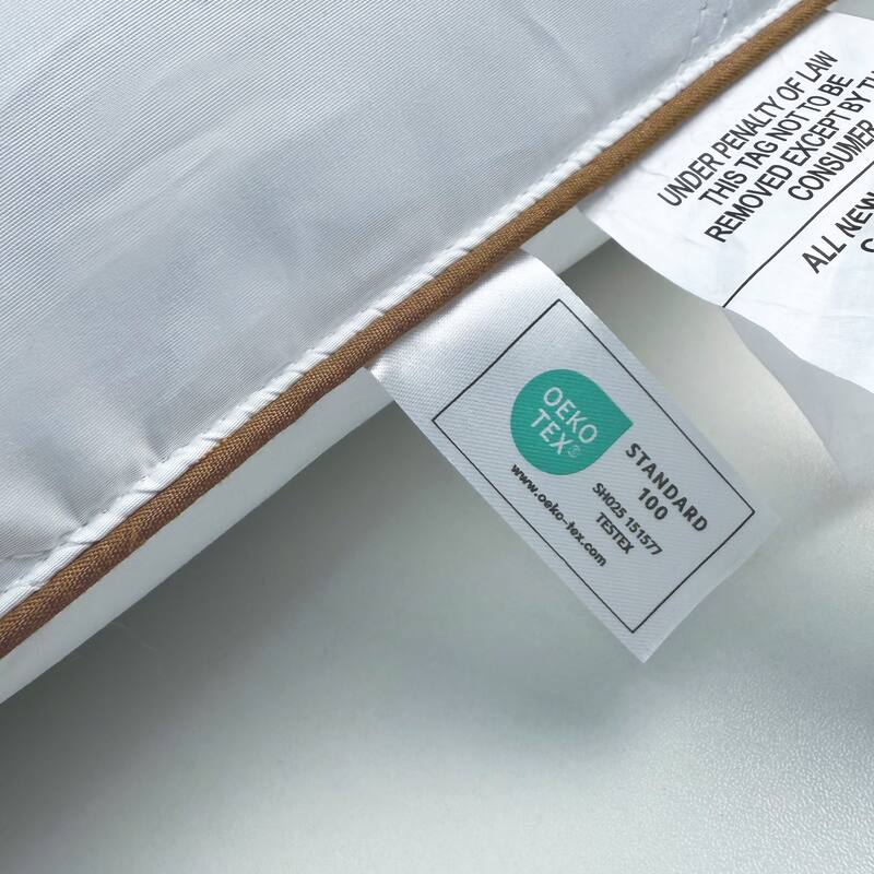 Set of 2 Goose Feather Medium-Firm Bed Pillows for Side & Back Sleepers with Quilted Cover - White