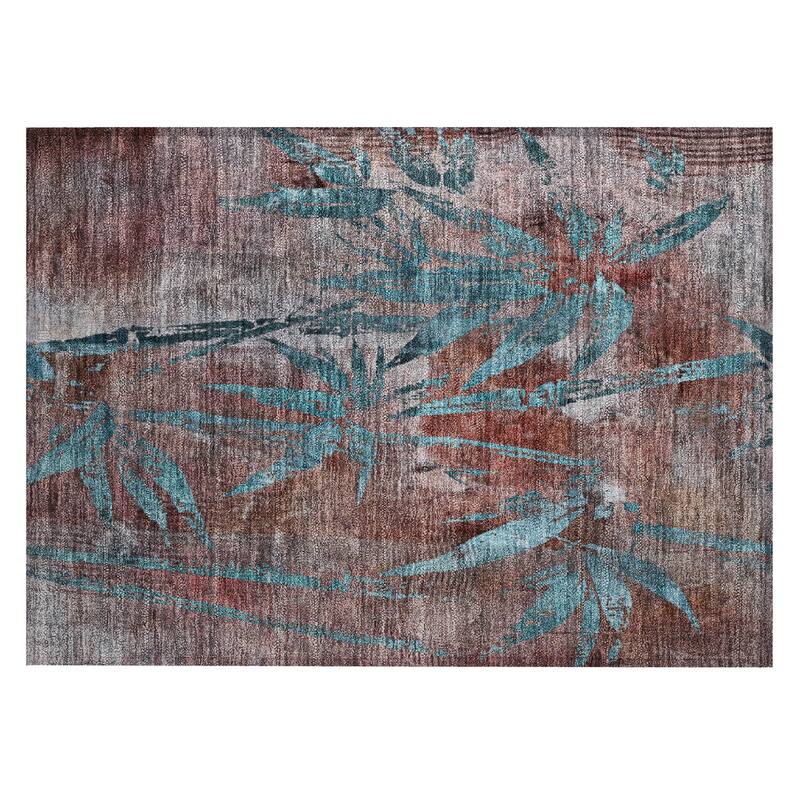 Machine Washable Indoor/ Outdoor Modern Floral Chantille Rug