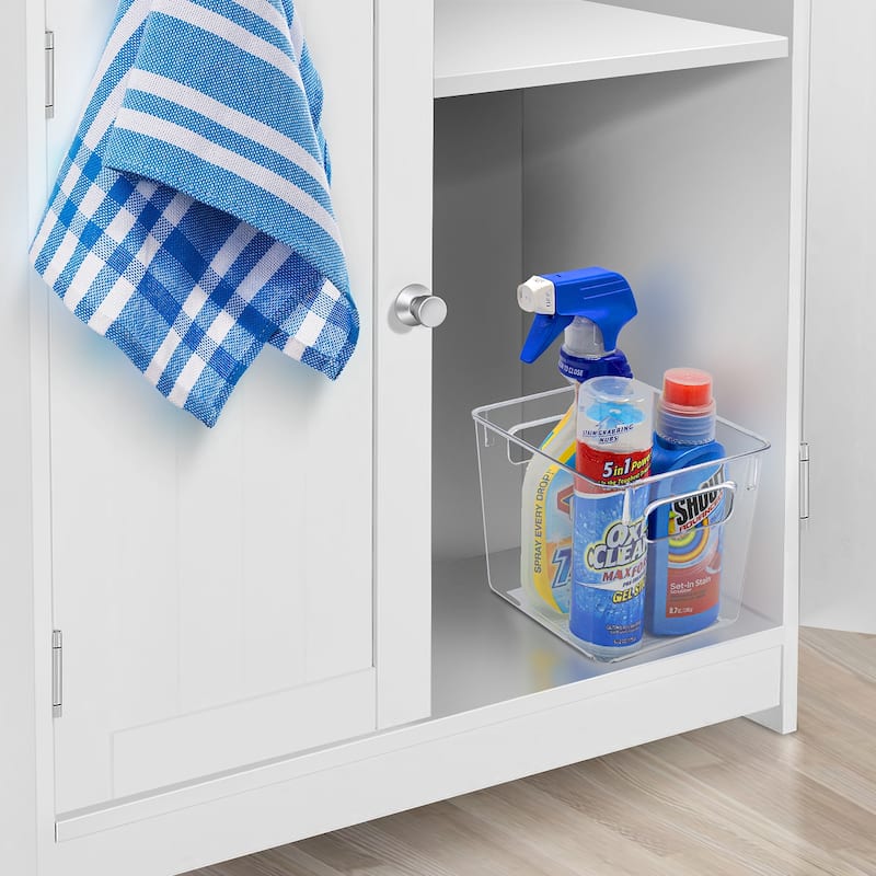 Sorbus Clear Plastic Organizer Storage Bin Containers with Handles for Pantry Food & Kitchen Fridge (2-Pack)