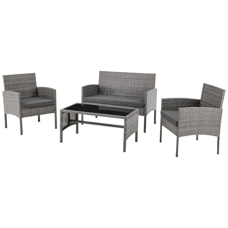 Outdoor Wicker Sectional Conversation Set (Set of 4) by Tappio - 40"W x 24.4"D x 30"H
