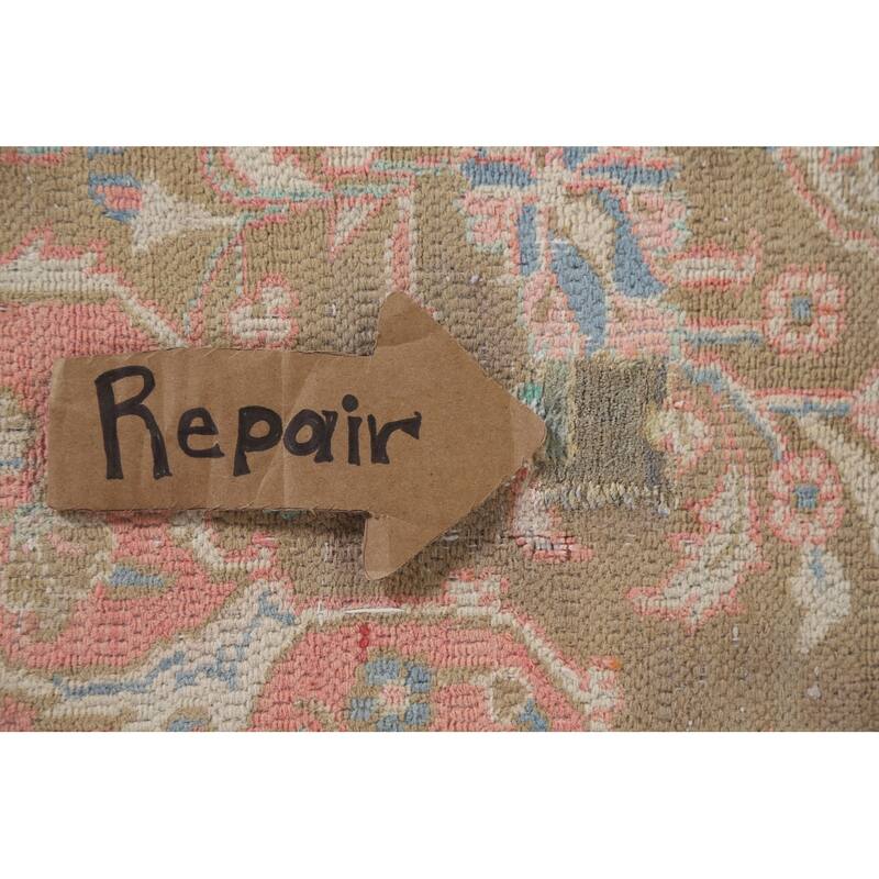 Hand Knotted Oriental 100% Wool Carpet Traditional Floral Green Mashad Area Rug - 9' 7'' X 6' 0''