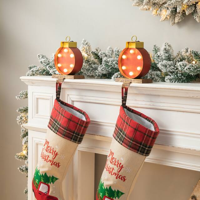 Glitzhome Christmas Marquee LED Stocking Holder - Ornament