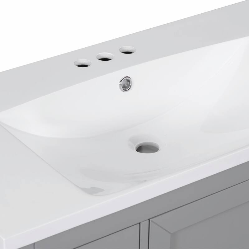 36" Bathroom Vanity with Sink Combo: Six Drawers, Multi-Functional Divider, Adjustable Shelf