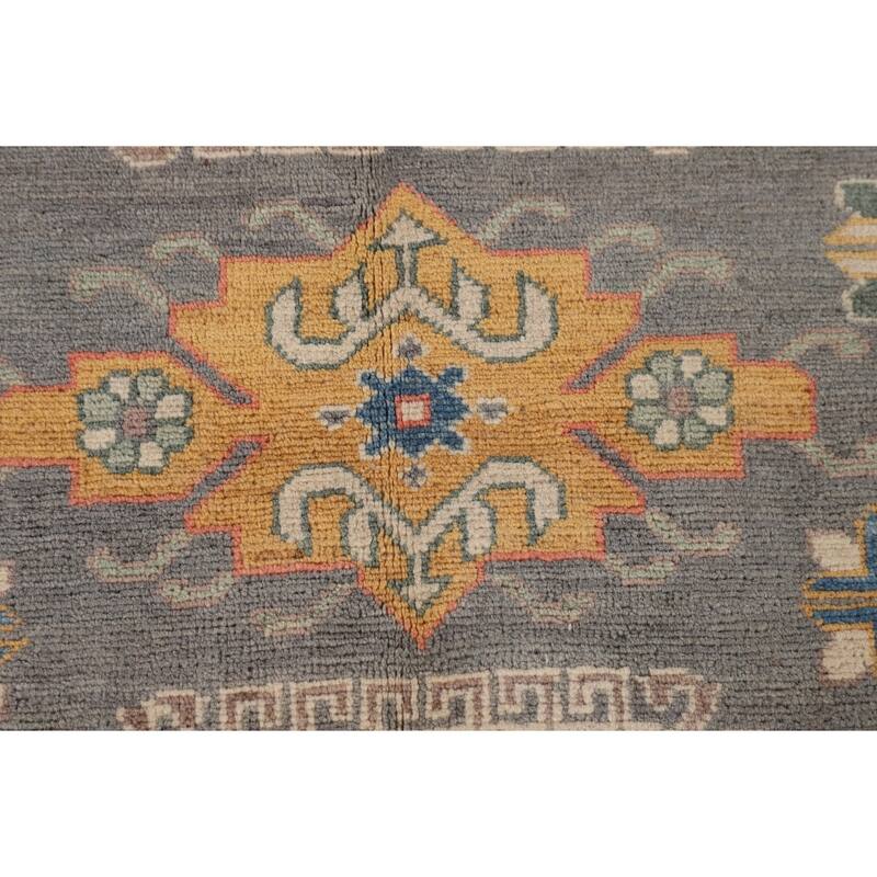 Ray Geometric Kazak Oriental Area Rug Hand-Knotted Wool Carpet - 6'7" x 9'8"