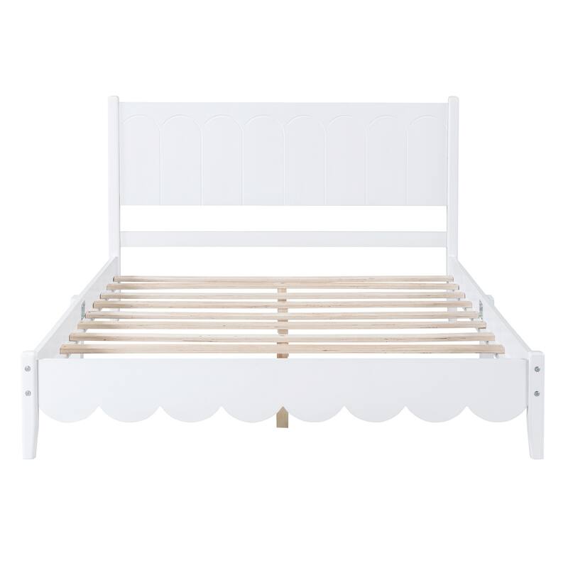 Wood Platform Bed Frame with Rectangular Headboard