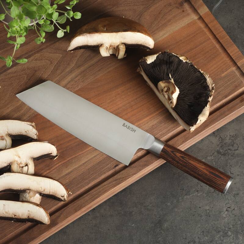 Babish High Carbon 1.4116 German Steel Full Tang 7.5-Inch Clef Knife Chef & Cleaver Hybrid for Chopping, Slicing & Prep