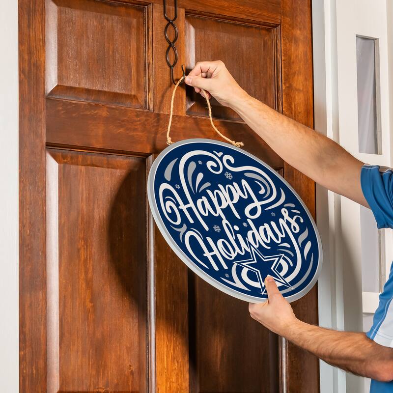 Dallas Cowboys 18" x 18" Happy Holidays Door Décor Wall Sign - 18" x 18"
