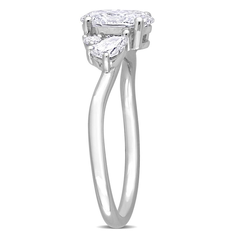 1 1/2ct TDW Oval and Pear Lab-Grown Diamond Engagement Ring in 14k White Gold