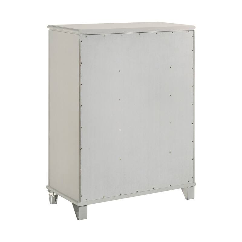 5 Drawers Wooden Chest with Acrylic Legs in Pearl White