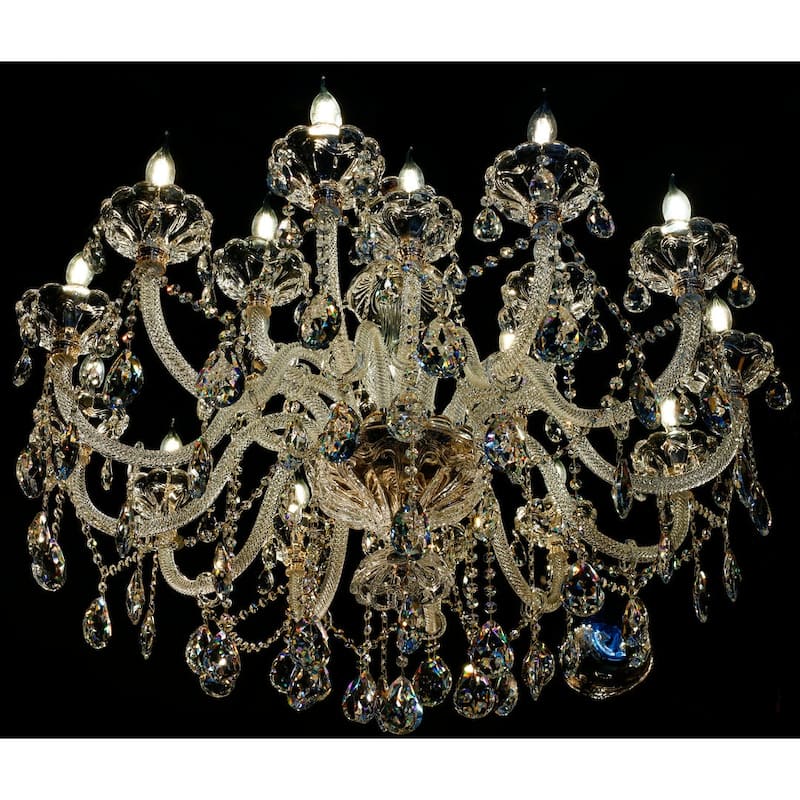 Crystal Chandelier 40" Wide 18-Lights Gold