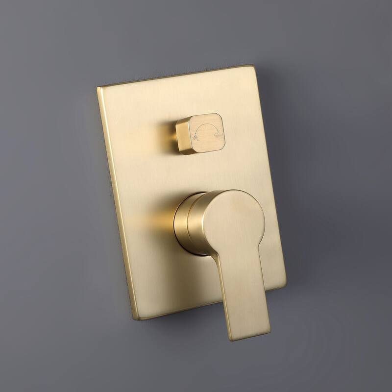 Brushed Gold 1-Spray Square Wall Bar Shower Kit with Hand Shower - 10 inch