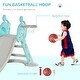 preview thumbnail 2 of 9, 2 in 1 Kids Slide with Basketball Hoop, Foldable Toddler Freestanding Slider Playset, Deer Shaped, Includes Basketball, Pump