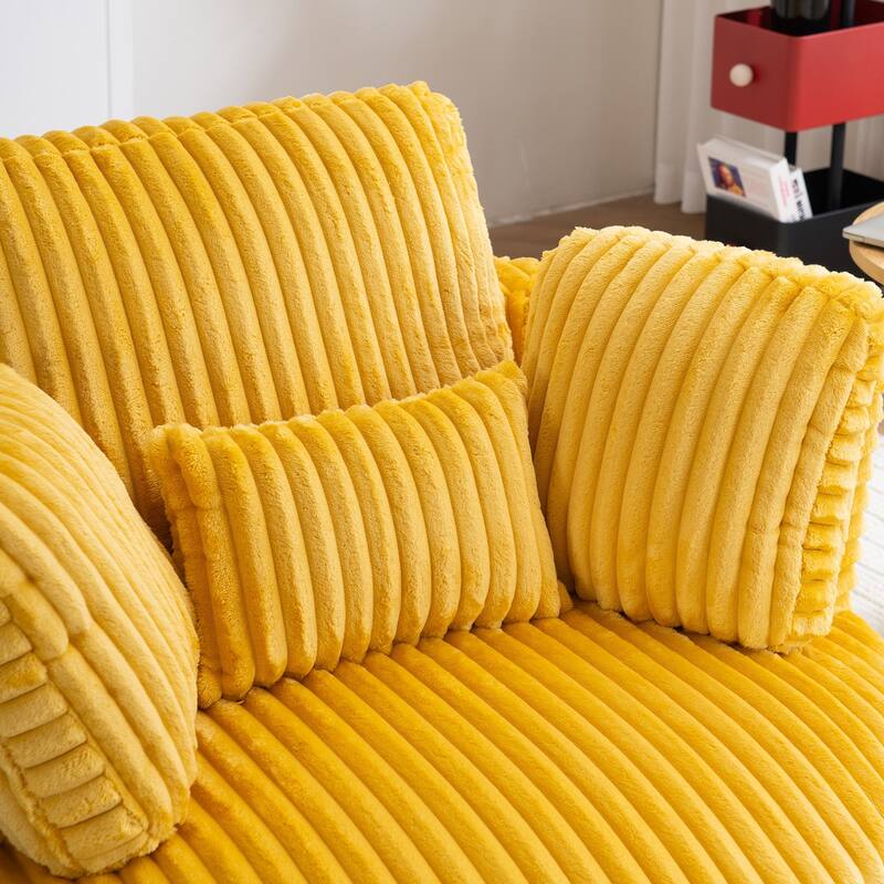 Corduroy Swivel Chair with 4 Pillows