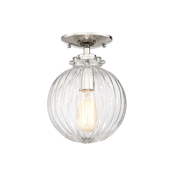 Bellevue Single Light 8" Wide Semi-Flush Globe Ceiling Fixture