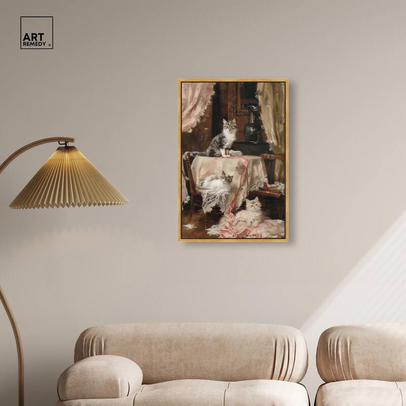 Kittens at the Table Canvas by Art Remedy