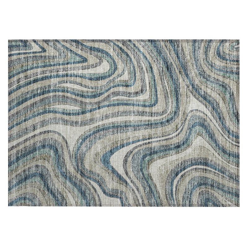 Machine Washable Indoor/ Outdoor Chantille Contemporary Abstract Rug