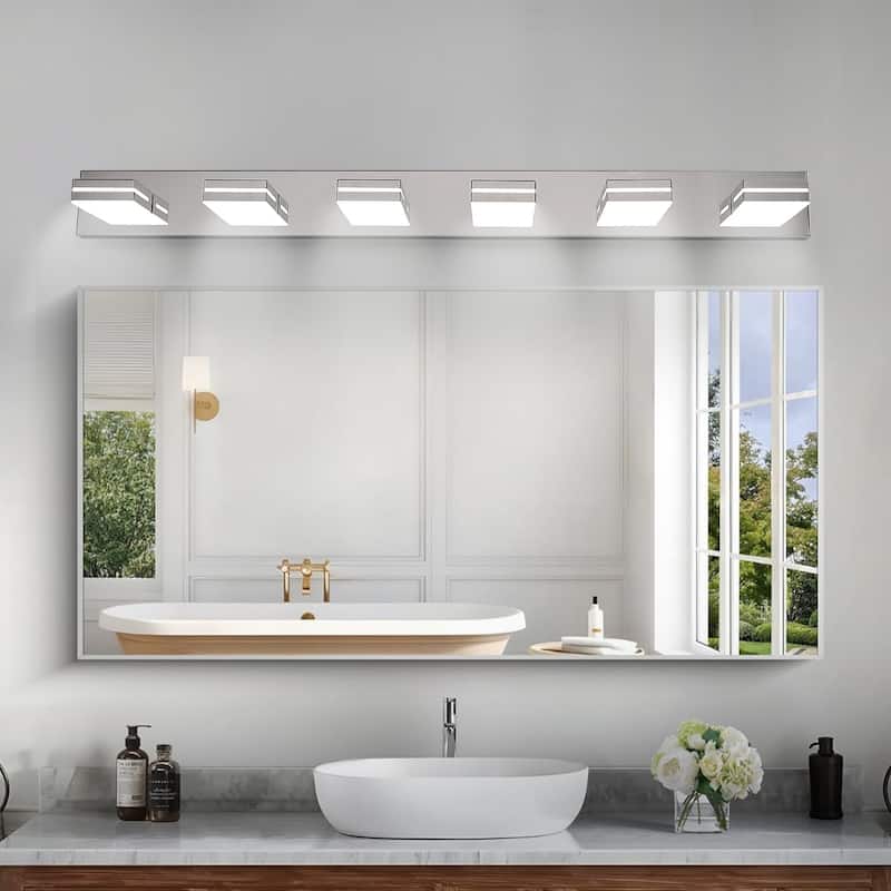 6-Light Chrome LED Vanity - Modern - Bathroom Mirror