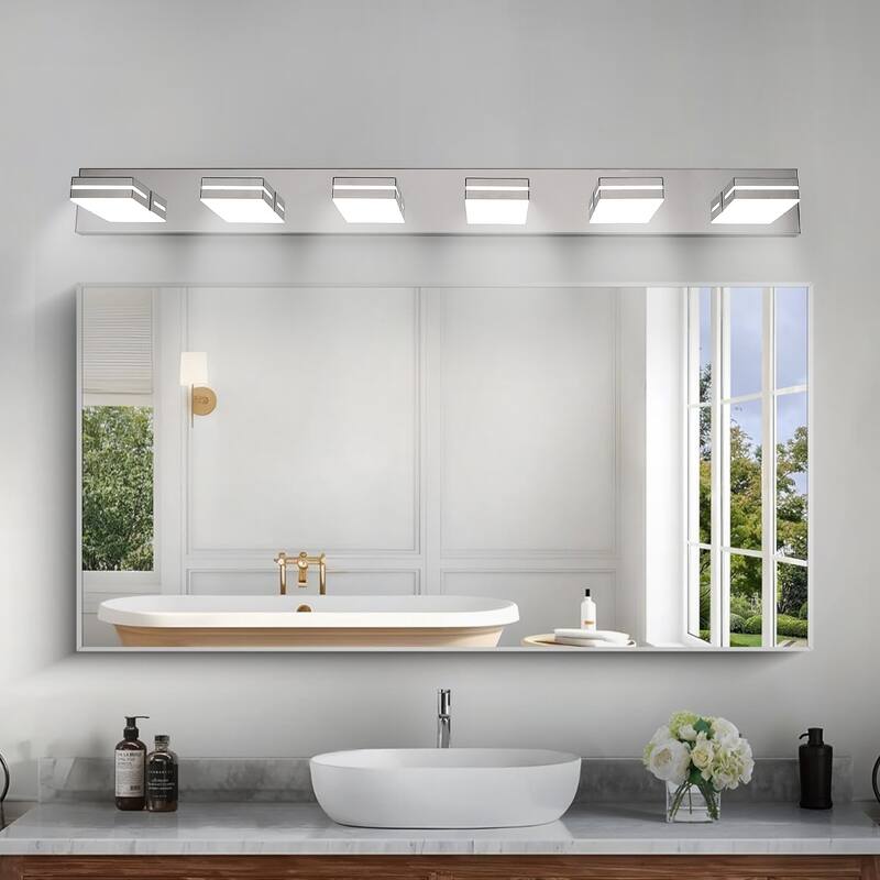 Modern LED Vanity Light, 6-Lights Wall Sconce for Bathroom and Mirror, Sleek Minimalist Design, Energy-Efficient