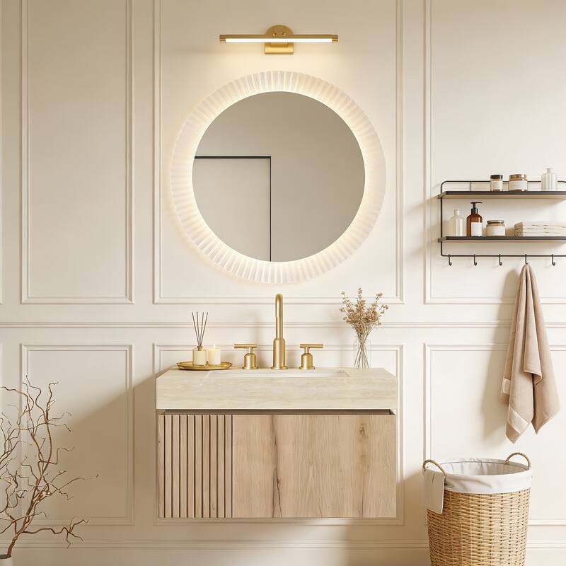 Mondern Floating Bathroom Vanity with 3 Pre-drilled Faucet Holes - 30 - Light Brown