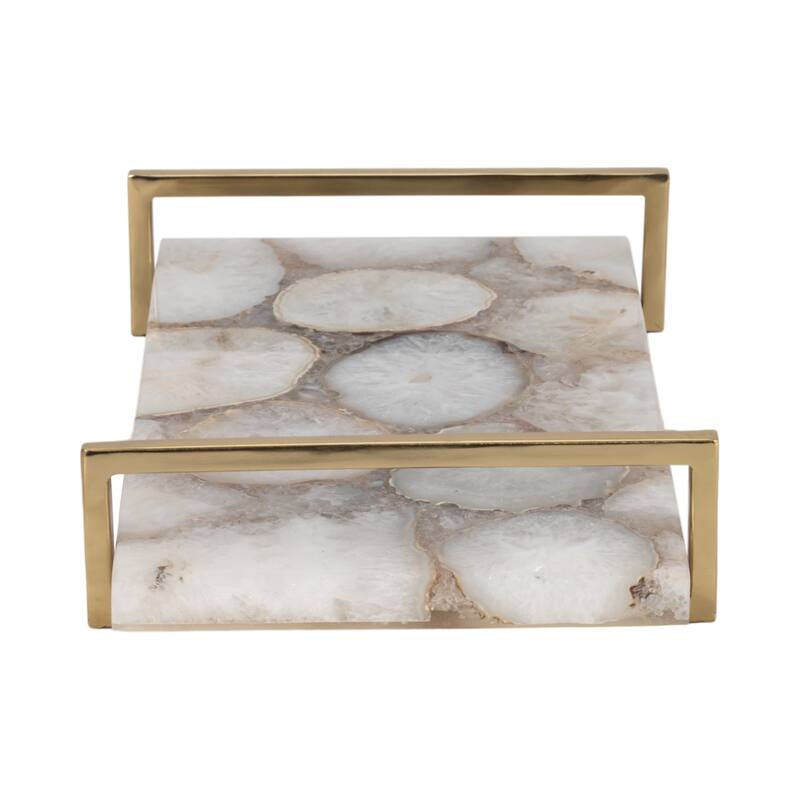 Sagebrook Home Agate Inspired 14" Tray with Elegant Gold Handles, Multi-color, Trays And Plates - 14" x 9" x 3"