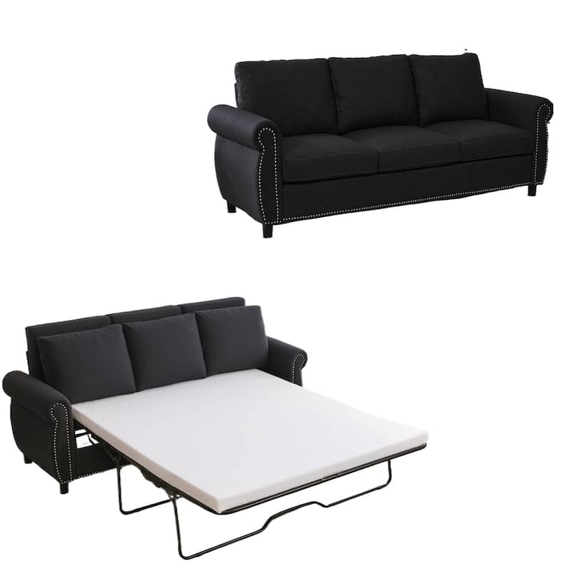 Sleeper Sofa Daybed, Pull Out Couch with Mattress, 3-in-1 Seater Upholstery Sectional Couches Convertible Sofa Bed