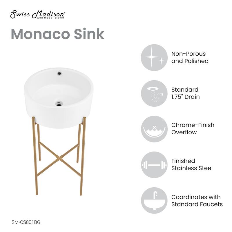 Swiss Madison SM-CS801 Monaco 16-1/8" Circular Ceramic Console