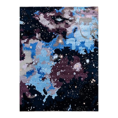 Ikat One-of-a-Kind Hand-Knotted Area Rug, Black - 9' 3" x 12' 2"
