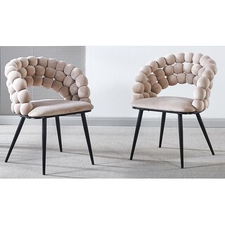 Modern chair(set of 2 ) with golden color iron tube legs, soft cushions and comfortable backrest, hairball back