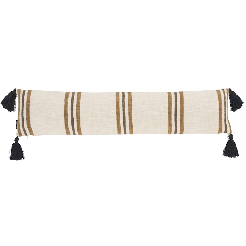 SAFAVIEH Home Julieta 8W x 36L-inch Brown/Camel Cotton Bolster Pillow