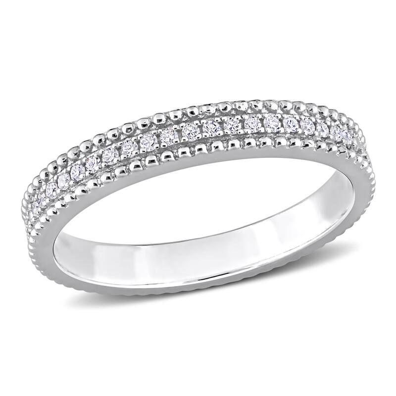 Miadora 1/10ct TDW Diamond Stackable Anniversary Wedding Band in Sterling Silver