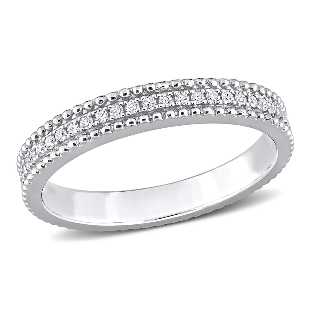 Miadora 1/10ct TDW Diamond Stackable Anniversary Wedding Band in Sterling Silver