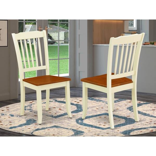 East West Furniture Danbury Dining Chairs Slat Back Wooden Seat
