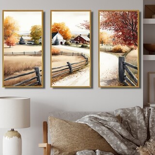 Designart "Path To The Barn III" Barn Landscape Framed Canvas Art Print ...