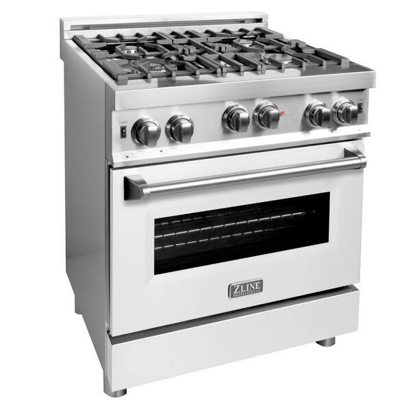 ZLINE 30" Stainless Steel Range with Gas Stove/Oven & White Matte Door