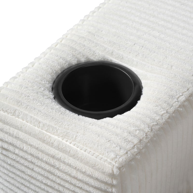 Roomfitters Oversized Chaise Lounge Chair with Storage Ottoman and Built-in USB Charging Port, Corduroy Sleeper Couch