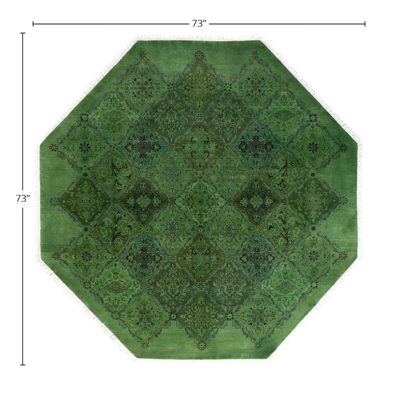 Contemporary Overdyed Wool Hand Knotted Octagon Area Rug - 6' 1" x 6' 1"