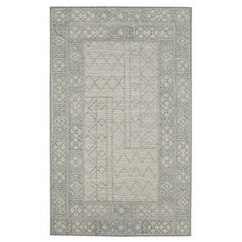 Bakari Wishek Gray Hand-Hooked Wool Area Rug