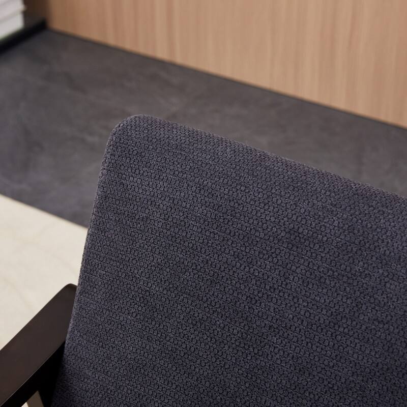 Medieval-inspired modern armchair with high back upholstered chair, solid wood legs