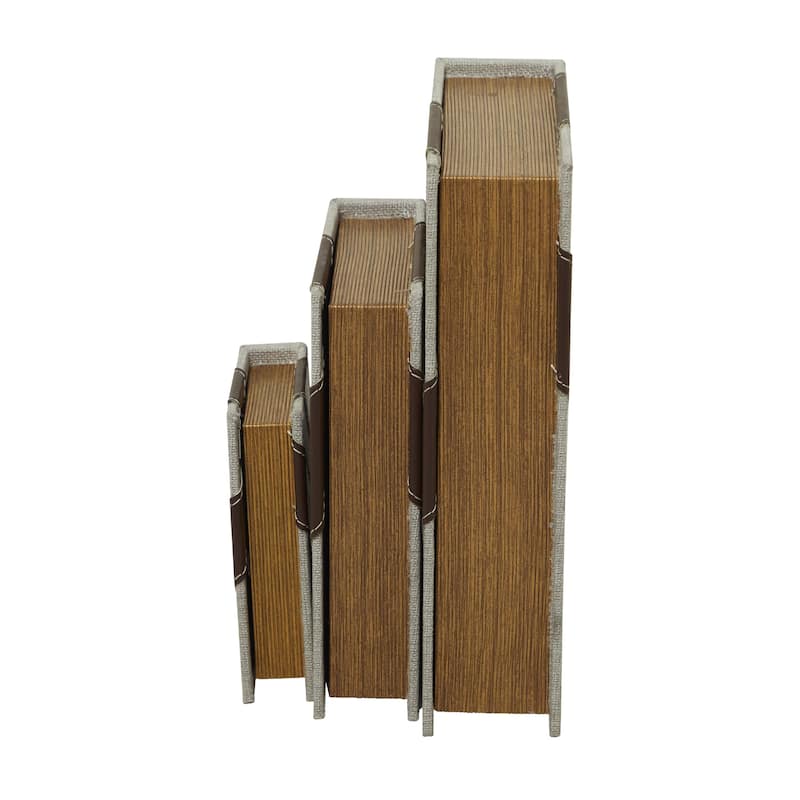 Faux Storage Book Decorative Box - Set of 3 Dark Brown, Gray, Cream, Beige, Multi Colored, Blue, White - Roche River Decor