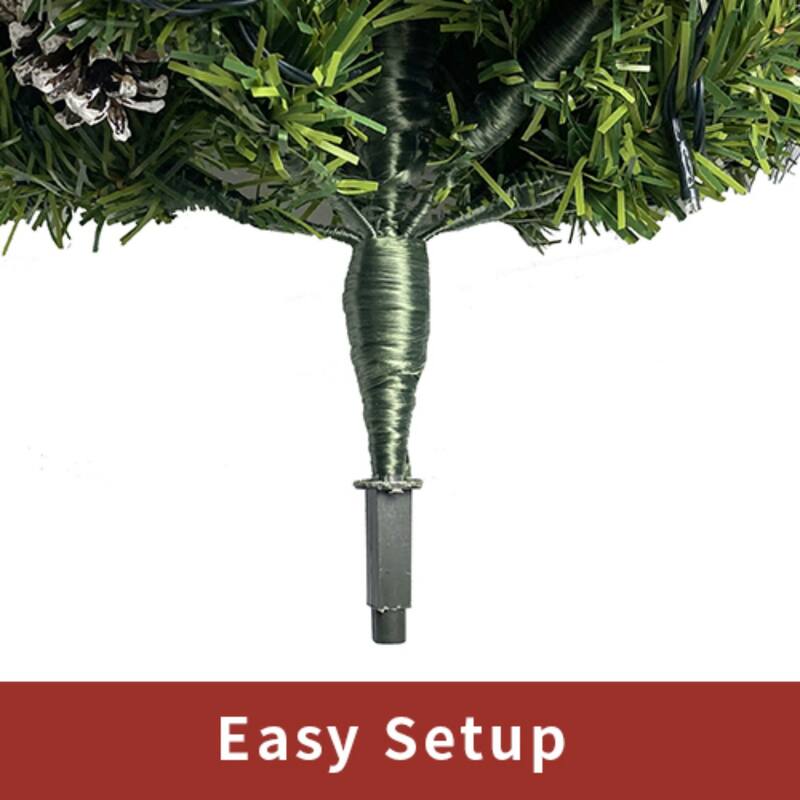 4 Pcs Artificial Christmas Set, Garland, Wreath and Set of 2 Entrance Trees X-mas with LED Lights - N/A