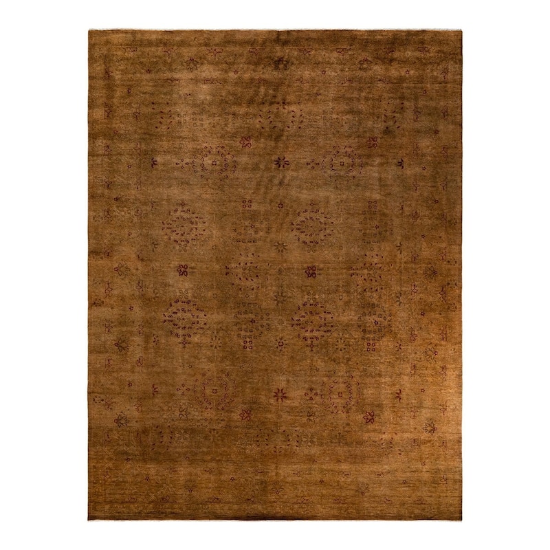 Fine Vibrance, One-of-a-Kind Hand-Knotted Area Rug - Gold, 9' 1" x 12' 2" - 9' 1" x 12' 2"