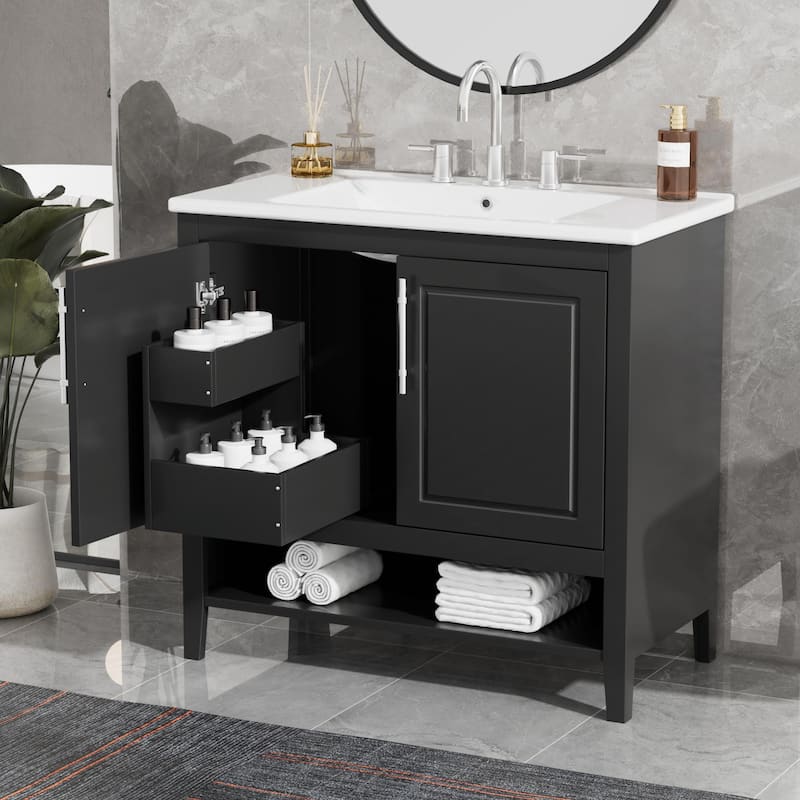 36" Bathroom Vanity with Sink, Multi-functional Cabinet