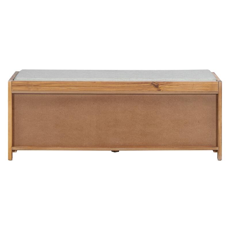 Shoe Storage Bench Entryway Bench with Cushion, Sliding Door