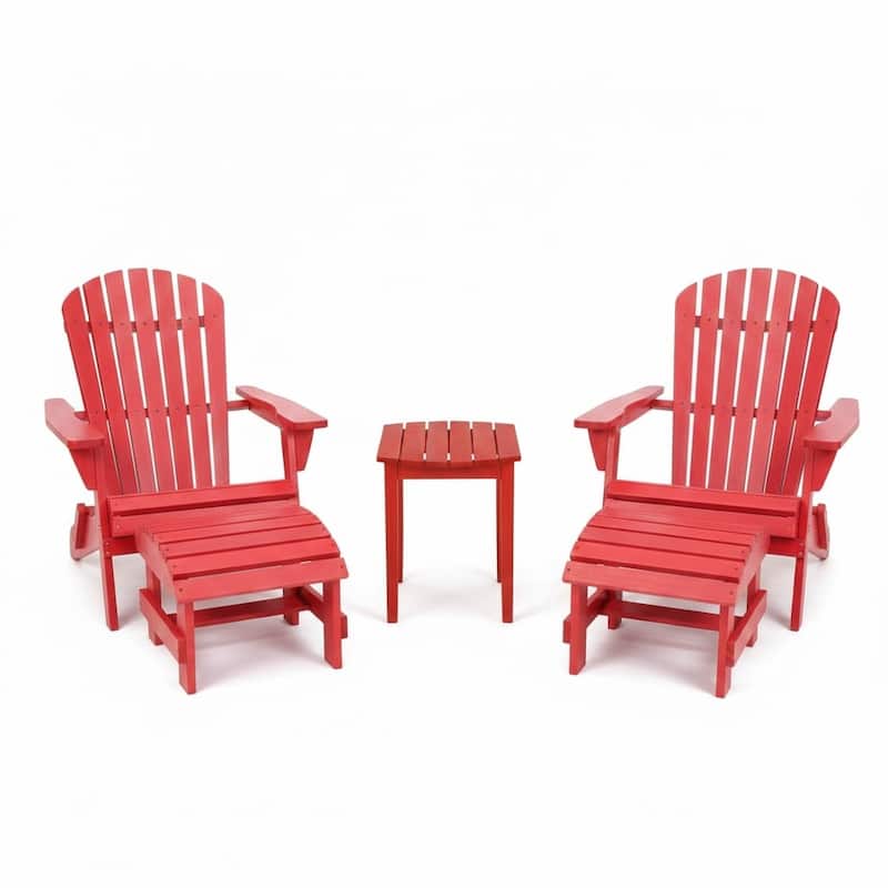 Grand Collection Folding Large Size Adirondack Chair Pine Wood, Red