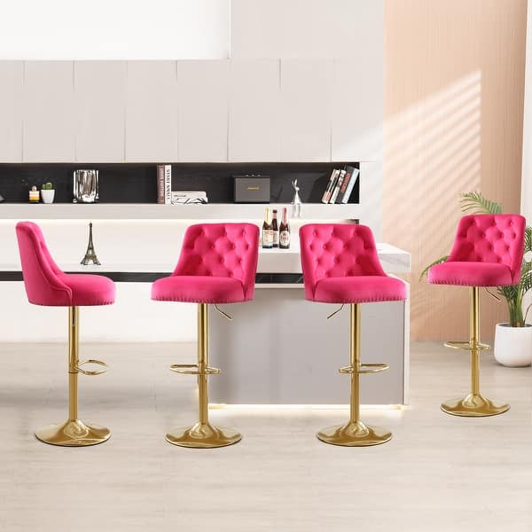 slide 2 of 32, HOMYKA 360 Degrees Swivel Velvet Bar Chair With Adjustable Height of 4