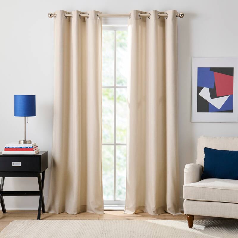 Tommy Hilfiger Jacob Grommet Window Curtain Panel Pair - 84 Inches - Sand