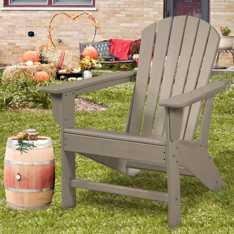 Outdoor Composite Classic Adirondack Chair, All-Weather Resistant Deck Lounge Chair with Ergonomic Design - 35*23 - Brown