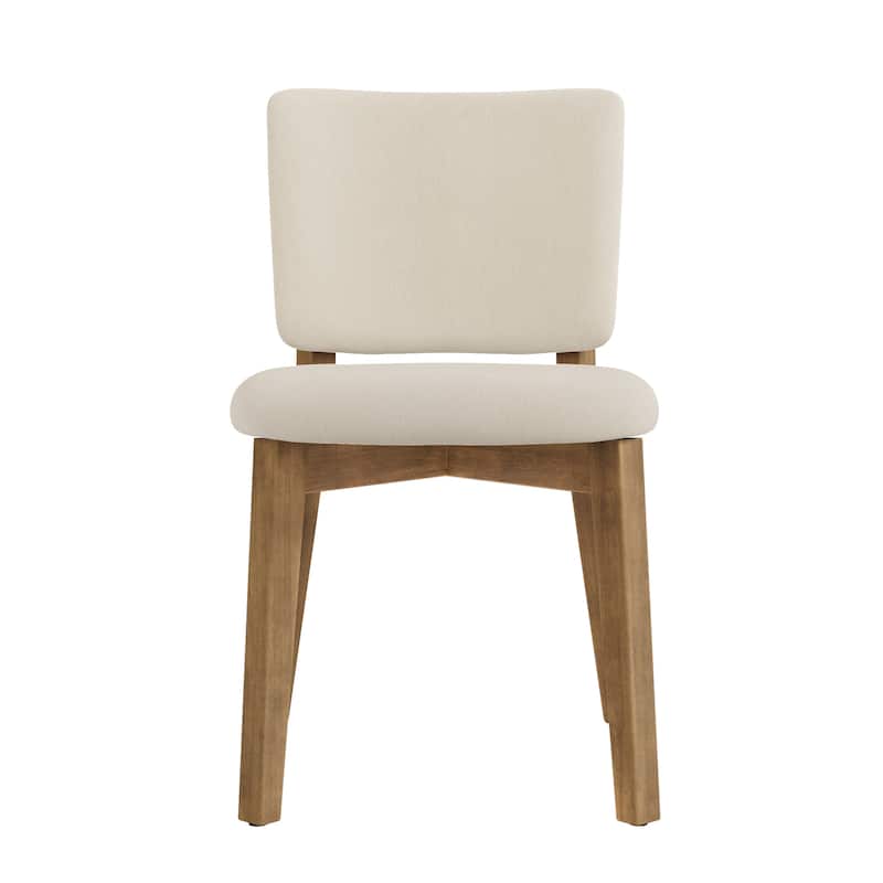 Fabric Upholstered Dining Chairs Set of 2/4 with Wooden Legs, Modern Kitchen Dining Chairs with Back, Walnut Flaxen