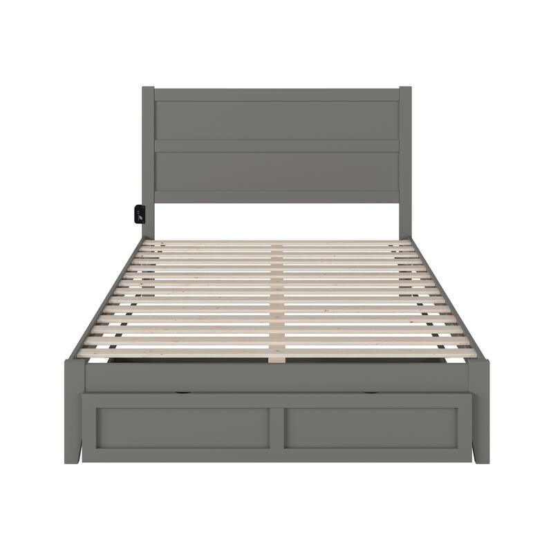 Gothic Grandeur Bed with Foot Drawer - Grey Bedroom Furniture